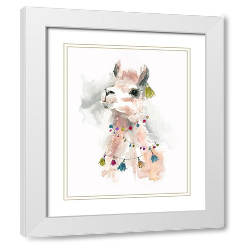 Llama Drama II White Modern Wood Framed Art Print with Double Matting by Robinson, Carol