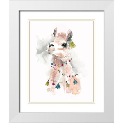 Llama Drama II White Modern Wood Framed Art Print with Double Matting by Robinson, Carol