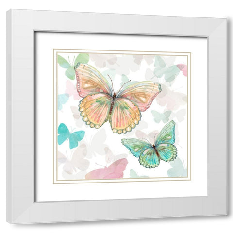 Asbury Garden Butterflies I White Modern Wood Framed Art Print with Double Matting by Robinson, Carol