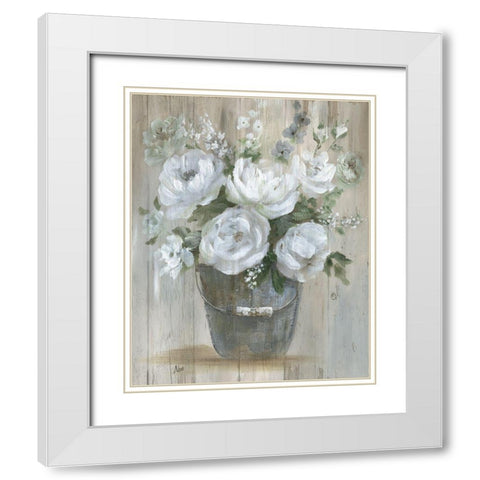 Wild Roses White Modern Wood Framed Art Print with Double Matting by Nan