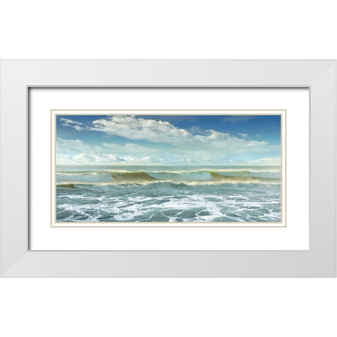 Surf Is Up White Modern Wood Framed Art Print with Double Matting by Calascibetta, Mike