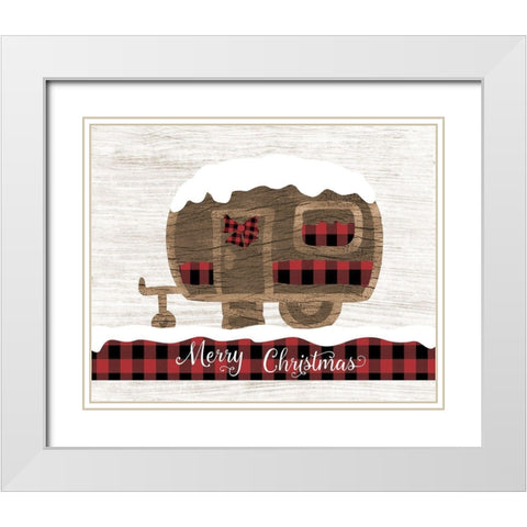 Christmas Camper White Modern Wood Framed Art Print with Double Matting by CAD Designs