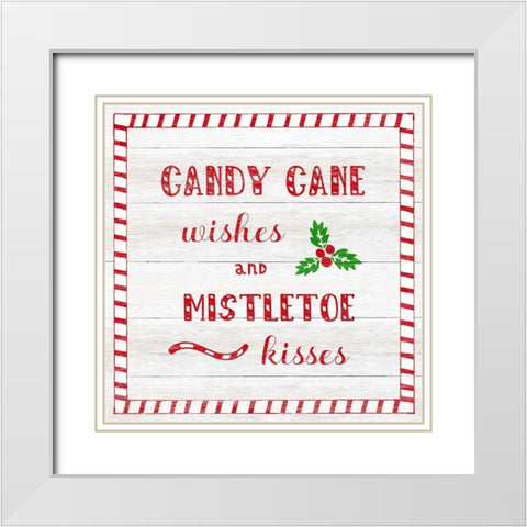Candy Cane Wishes White Modern Wood Framed Art Print with Double Matting by CAD Designs