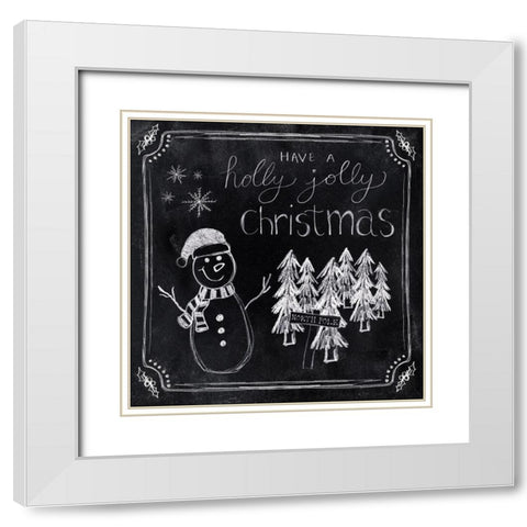 Holly Jolly White Modern Wood Framed Art Print with Double Matting by Carpentieri, Natalie