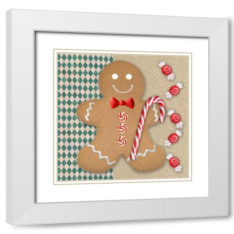 Gingerbread Man White Modern Wood Framed Art Print with Double Matting by Santiago, Daniela