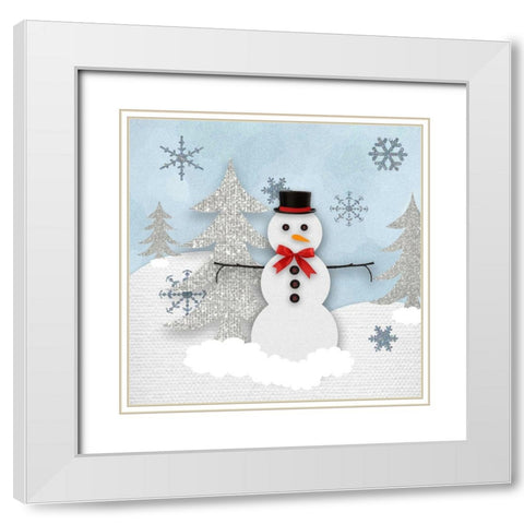 Snowman Hill White Modern Wood Framed Art Print with Double Matting by Santiago, Daniela