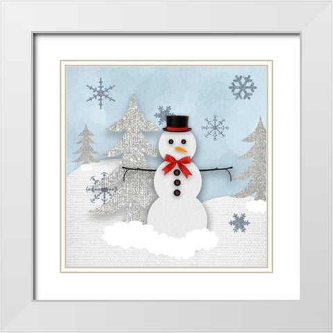 Snowman Hill White Modern Wood Framed Art Print with Double Matting by Santiago, Daniela