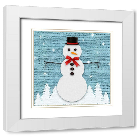 Wool Snowman White Modern Wood Framed Art Print with Double Matting by Santiago, Daniela