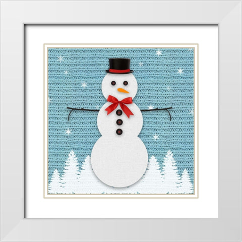 Wool Snowman White Modern Wood Framed Art Print with Double Matting by Santiago, Daniela