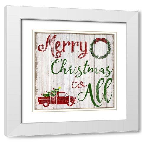 Wooden Christmas White Modern Wood Framed Art Print with Double Matting by CAD Designs