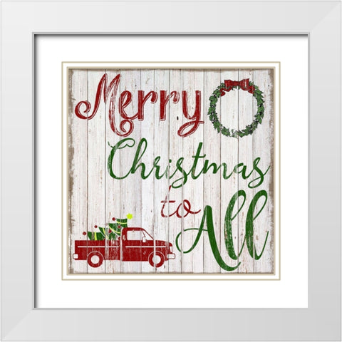 Wooden Christmas White Modern Wood Framed Art Print with Double Matting by CAD Designs
