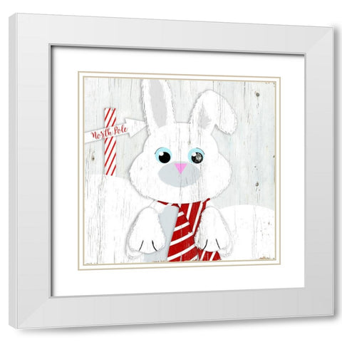 Snow Bunny White Modern Wood Framed Art Print with Double Matting by Santiago, Daniela