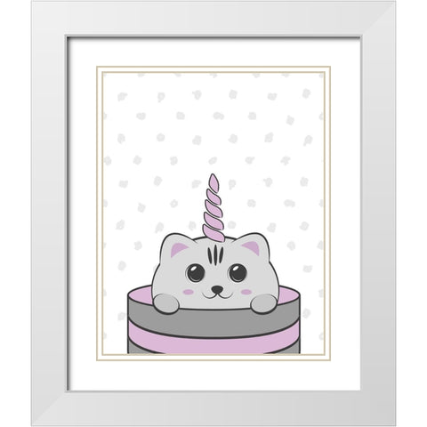 Caticorn I White Modern Wood Framed Art Print with Double Matting by Murray, Amanda