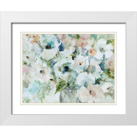 Blooming Softly White Modern Wood Framed Art Print with Double Matting by Robinson, Carol