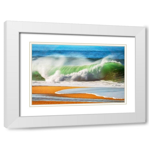 The Wave White Modern Wood Framed Art Print with Double Matting by Van de Goor, Lars