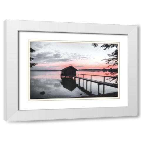 October Sunset White Modern Wood Framed Art Print with Double Matting by Weisz, Irene