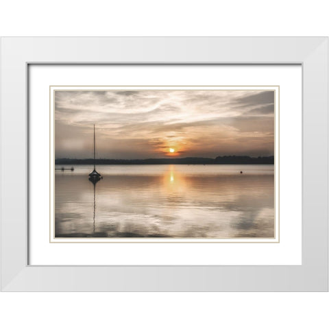 Soft Sunset White Modern Wood Framed Art Print with Double Matting by Weisz, Irene