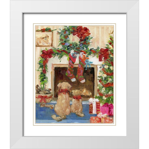 Santa Watch White Modern Wood Framed Art Print with Double Matting by Swatland, Sally