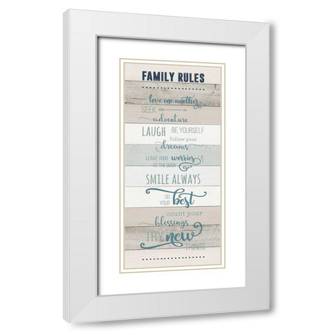 Family Rules White Modern Wood Framed Art Print with Double Matting by CAD Designs
