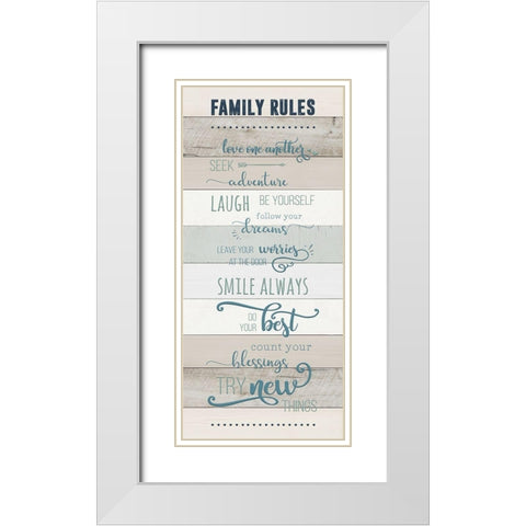 Family Rules White Modern Wood Framed Art Print with Double Matting by CAD Designs