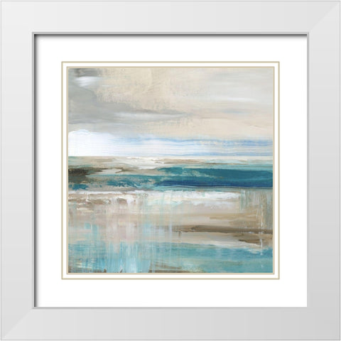 Abstract Sea White Modern Wood Framed Art Print with Double Matting by Nan