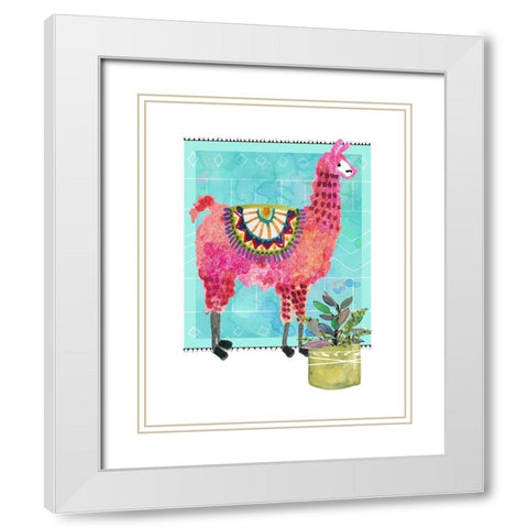 Lovely Llama III White Modern Wood Framed Art Print with Double Matting by Robinson, Carol