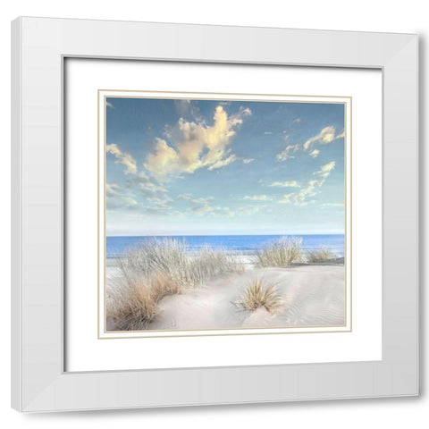 Smooth Sands I White Modern Wood Framed Art Print with Double Matting by Calascibetta, Mike