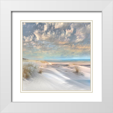 Smooth Sands II White Modern Wood Framed Art Print with Double Matting by Calascibetta, Mike