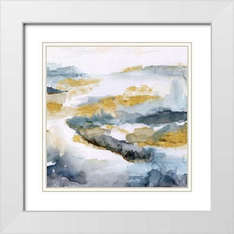 Golden Estuary White Modern Wood Framed Art Print with Double Matting by Nan