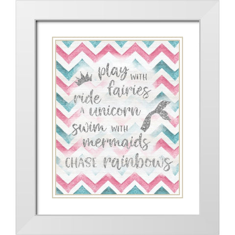 Fairies Unicorns Mermaids White Modern Wood Framed Art Print with Double Matting by Carpentieri, Natalie