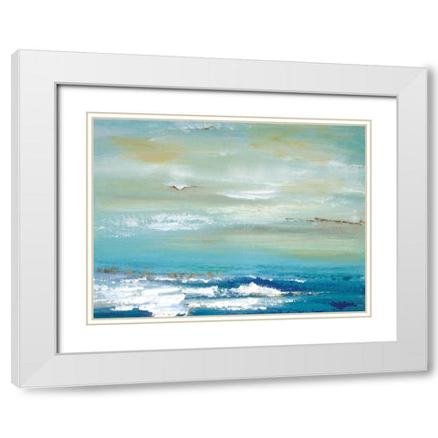 Distant Horizon White Modern Wood Framed Art Print with Double Matting by Tava Studios