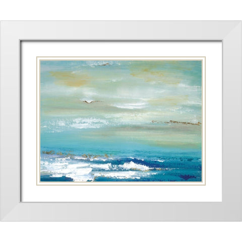 Distant Horizon White Modern Wood Framed Art Print with Double Matting by Tava Studios