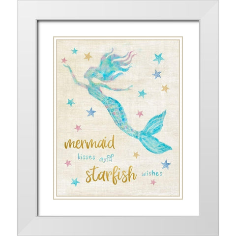 Mermaid Kisses White Modern Wood Framed Art Print with Double Matting by Carpentieri, Natalie