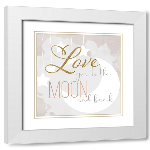 To the Moon White Modern Wood Framed Art Print with Double Matting by Santiago, Daniela