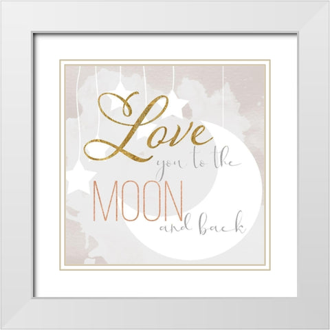 To the Moon White Modern Wood Framed Art Print with Double Matting by Santiago, Daniela