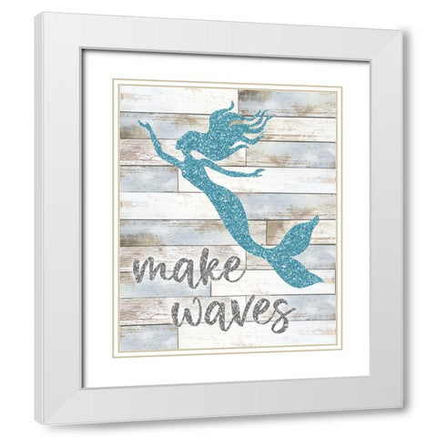 Make Waves White Modern Wood Framed Art Print with Double Matting by Carpentieri, Natalie