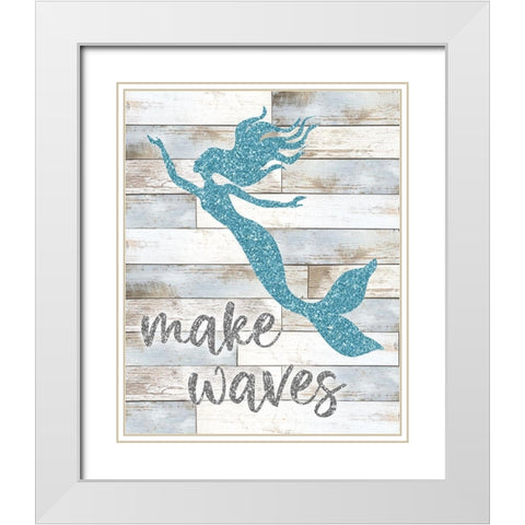 Make Waves White Modern Wood Framed Art Print with Double Matting by Carpentieri, Natalie