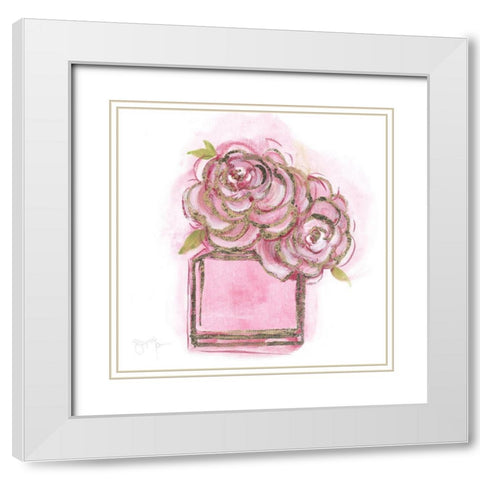 Golden Perfume II White Modern Wood Framed Art Print with Double Matting by Tava Studios