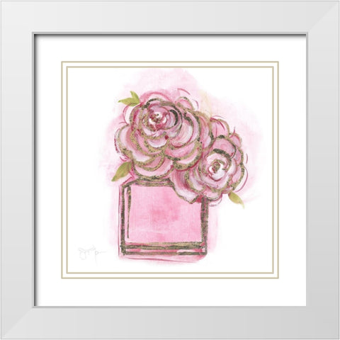 Golden Perfume II White Modern Wood Framed Art Print with Double Matting by Tava Studios