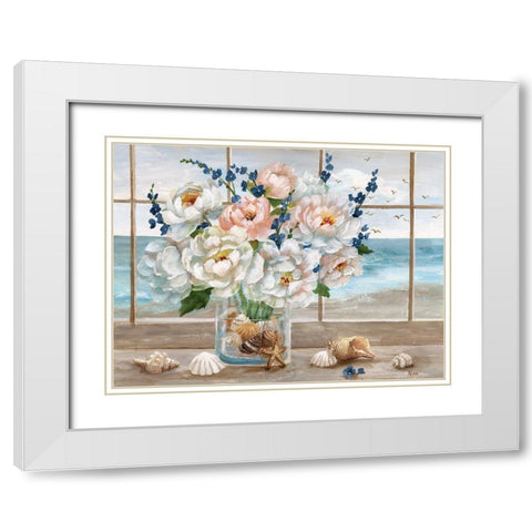 Coastal Window White Modern Wood Framed Art Print with Double Matting by Nan