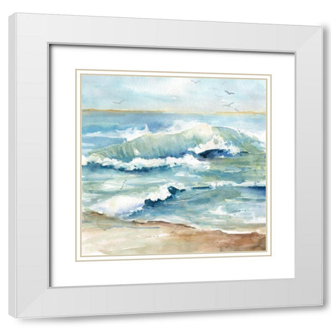 Beach Waves White Modern Wood Framed Art Print with Double Matting by Robinson, Carol