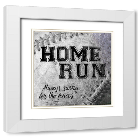 Home Run White Modern Wood Framed Art Print with Double Matting by CAD Designs