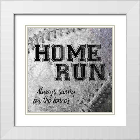 Home Run White Modern Wood Framed Art Print with Double Matting by CAD Designs