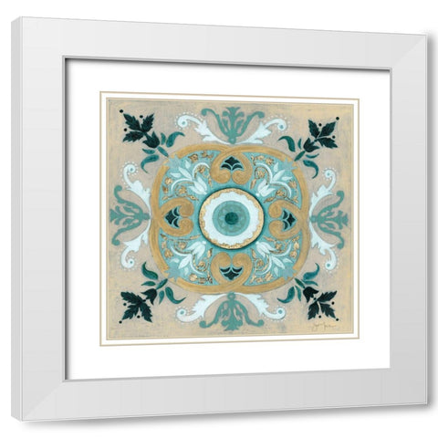 Bohemian Sapphire White Modern Wood Framed Art Print with Double Matting by Tava Studios