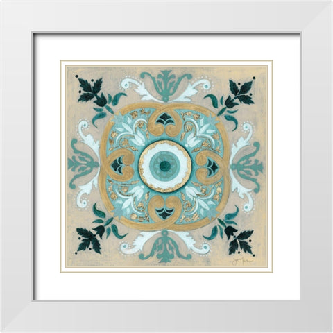 Bohemian Sapphire White Modern Wood Framed Art Print with Double Matting by Tava Studios