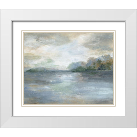 Blue Ethereal White Modern Wood Framed Art Print with Double Matting by Nan