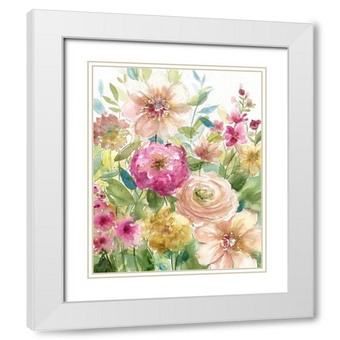 Jardin de Fleurs White Modern Wood Framed Art Print with Double Matting by Robinson, Carol