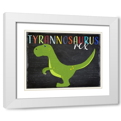 Tyrannosaurus White Modern Wood Framed Art Print with Double Matting by Santiago, Daniela