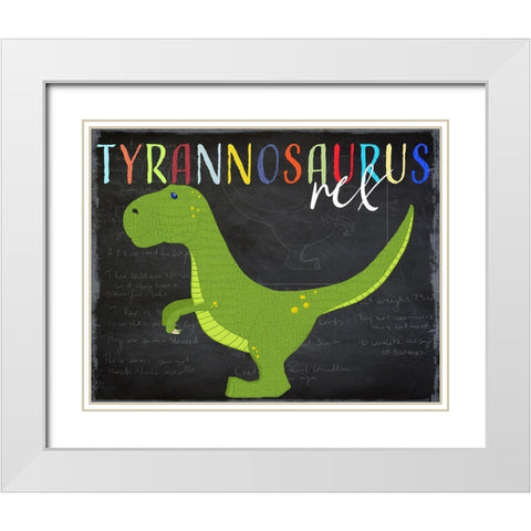 Tyrannosaurus White Modern Wood Framed Art Print with Double Matting by Santiago, Daniela