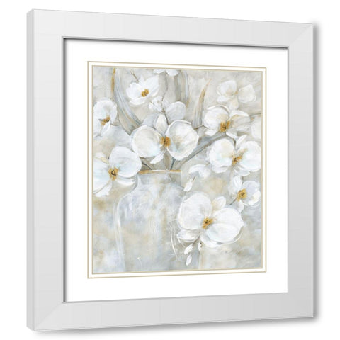 Orchid Mystic White Modern Wood Framed Art Print with Double Matting by Nan